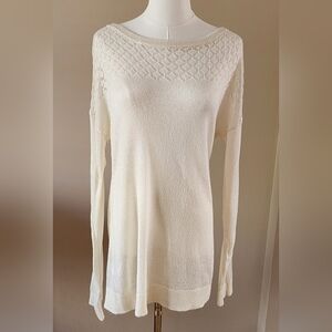 Ann Taylor LOFT Cream Textured Knit Sweater Sz XL
